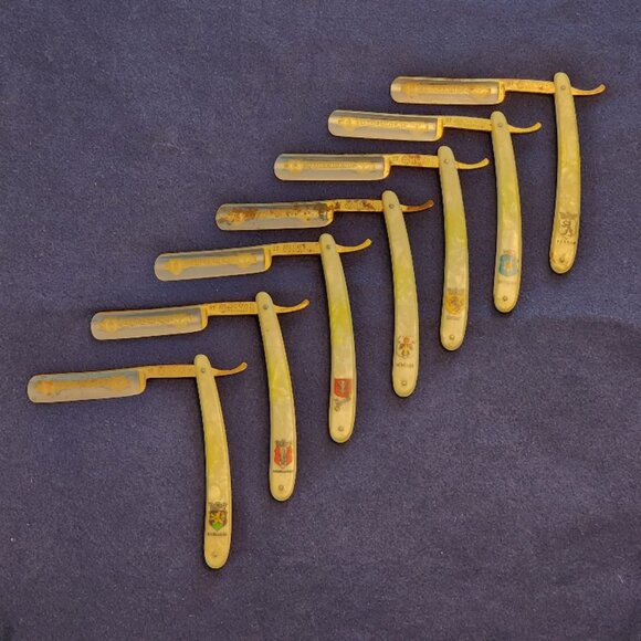 Vintage Dovo Solingen 87 Fritz Bracht Straight Razors - 7 day set in case - Picture 2 of 15